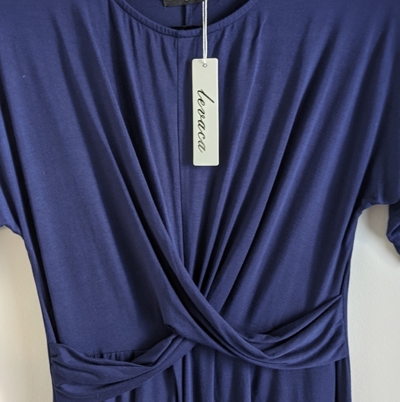 NWT levaca navy asymmetrical tee shirt dress S - Picture 3 of 12